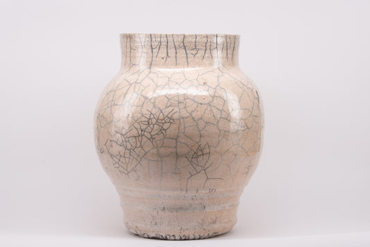 White Crackle Raku Fired Vase