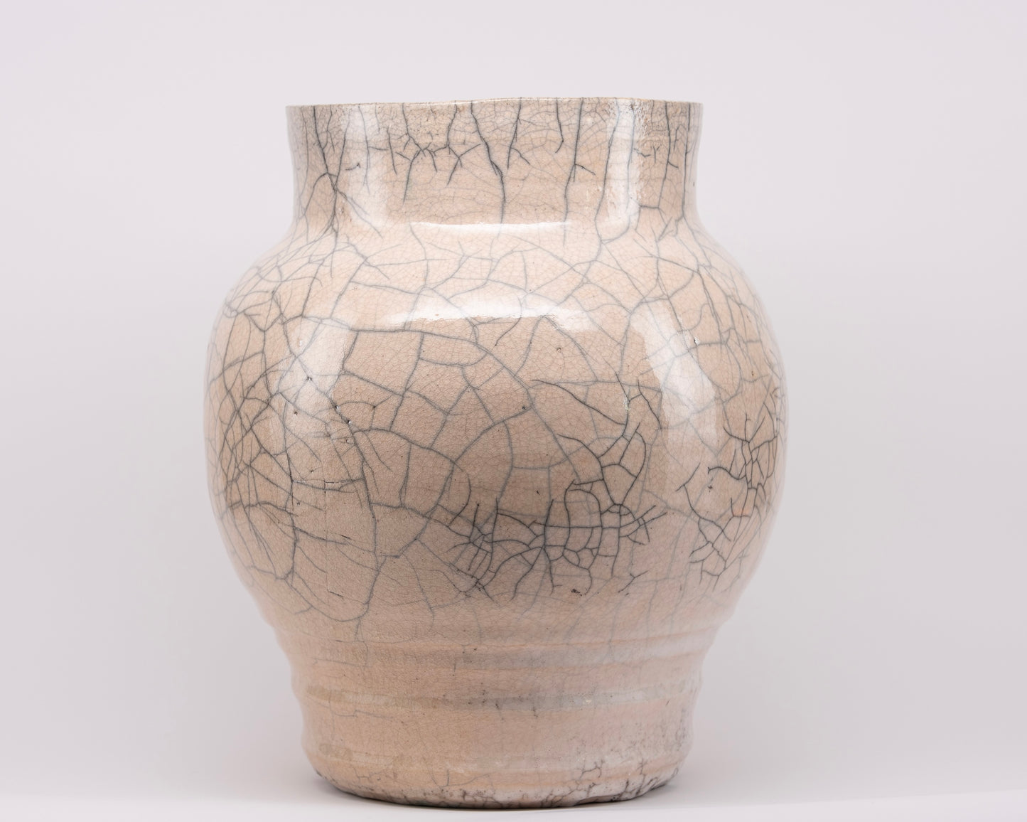 White Crackle Raku Fired Vase