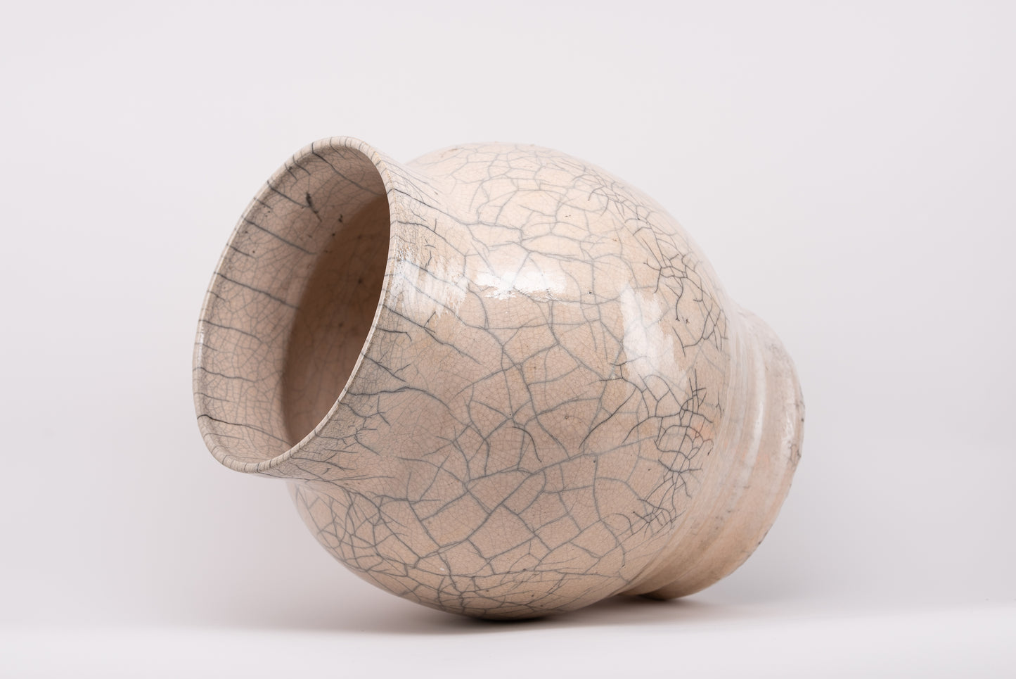 White Crackle Raku Fired Vase