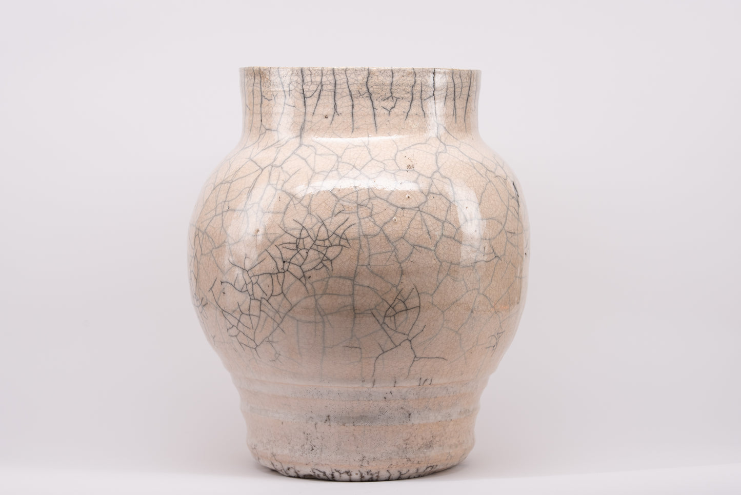 White Crackle Raku Fired Vase